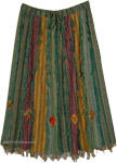 Forest Boho Plus Size Patchwork Cotton Frill Skirt