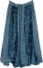 Ocean Blue Velvet Embroidered Panels Maxi Skirt