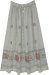 Sage Green Folk Embroidered Maxi Skirt