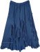Blue Curved Tier Ruffled Skirt Asymmetrical Hem