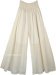 Wide Leg Full Length Summer Cotton Pants in Cool Ivory