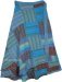 Plus Size Striped Blue Patchwork Cotton Wrap Around Long Skirt