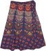 Fiji Blue Ethnic Block Print Cotton Wrap Mid Length Skirt Plus Size