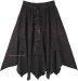 Spooky Black Western Mid Length Handkerchief Hem Skirt