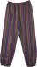 Purple Striped Cotton Womens Pants with Pockets