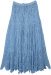 All Crochet Faded Denim Blue Long Cotton Skirt