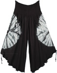 Black Tie Dye Crop Pants with Adjustable Wide Legs