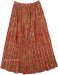 Red Rain Crinkled Cotton Summer Long Skirt