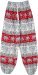 Red Elephant Print Harem Pants with Elastic Bottom
