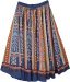 Blue Grace Full Circular Cotton Skirt with Aztec Print