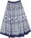 Danish White Blue Cotton Full Circle Mid Length Skirt