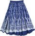 White Blue Paisley Print Midi Length Cotton Skirt