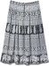 White Black Ethnic Elephant Print Long Skirt in Rayon