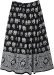 Black White Elephant Block Print Rayon Long Skirt