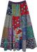 Hippie Garden Floral Patchwork Long Skirt in Cotton