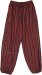 Hippie Maroon Striped Cotton Pants with Pockets