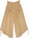 Blissful Beige Cotton Crop Side Ruched Pants