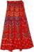 Ethnic Block Print Cotton Wrap Skirt in Red