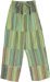 Coral Striped Hippie Unisex Pants in Tinted Green
