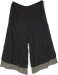 Obsidian Black Cotton Two Layer Wide Leg Pants