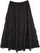 Dark Flow Ruffled Cotton Maxi Skirt in Black