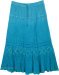 Curious Blue Crinkled Cotton Midi Skirt