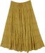 Mustard Crinkled Broomstick Tiered Midi Skirt