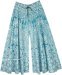 Sea Blue Wide Leg Ethnic Style Palazzo Pants