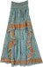 Aqua Flowers Smocked Waist High Low Skirt with Tiers