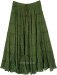 Super Green Seven Tier Full Cotton Skirt with Lining