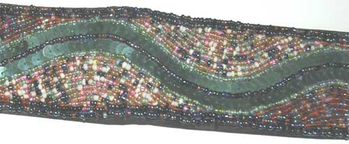 Bohemian Handmade Silk Belt with Multicolored Bead Work  