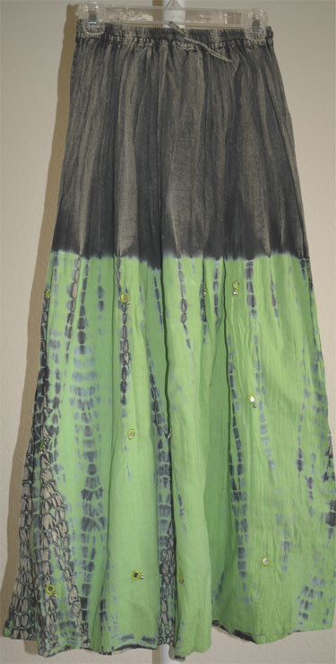 Bohemian Boho Gypsy Grey Green Skirt  with Mirrors and Bells