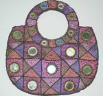 Handmade, Beads & Mirror Work Purse Multicolor Pink