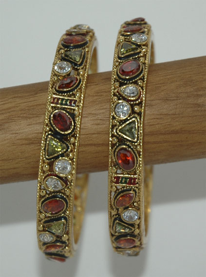 Ethnic Indian Kundan Kada Bracelet Pair