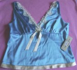 Polo Jeans Co. Blue Silk Top with Lace  Sz XL