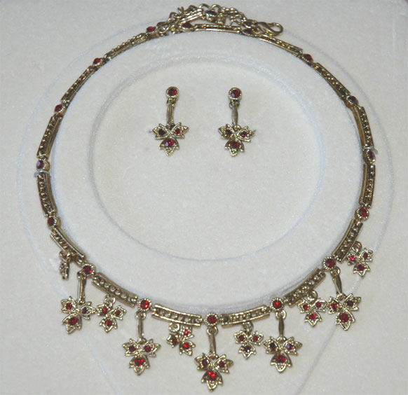 Indian Jewelry Set with Red Stones