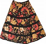 Black Floral Cotton Skirt
