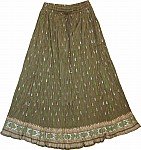 Olive Green Cotton Voile Skirt