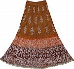 Brown Cotton Long Skirt