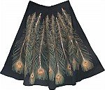 Tropical Rainforest Peacock Black Skirt