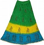 Forest Green Crinkle Long Summer Skirt