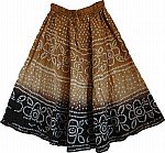 Brown Long Skirt in Tie Dye 