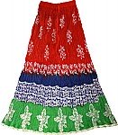 Batik Print Cotton Red Skirt