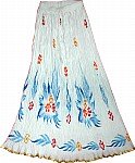 Floral White Long Skirt