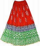 Batik Print Cotton Red Skirt