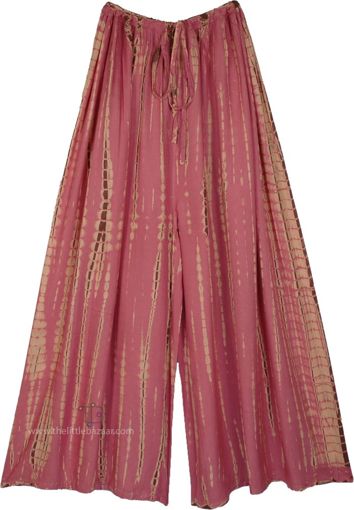Tall and Wide Pink Blush Tie Dye Flowy Pants