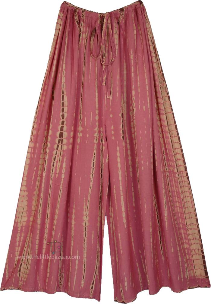 Tall and Wide Pink Blush Tie Dye Flowy Pants in Rayon by TLB