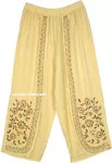 Sunny Yellow Boho Embroidered Slit Pants