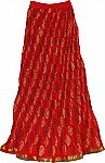 Red Cotton Long Skirt