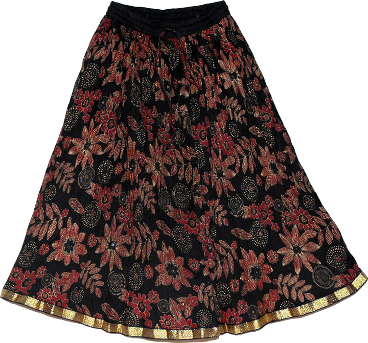 Short Black Floral Skirt
